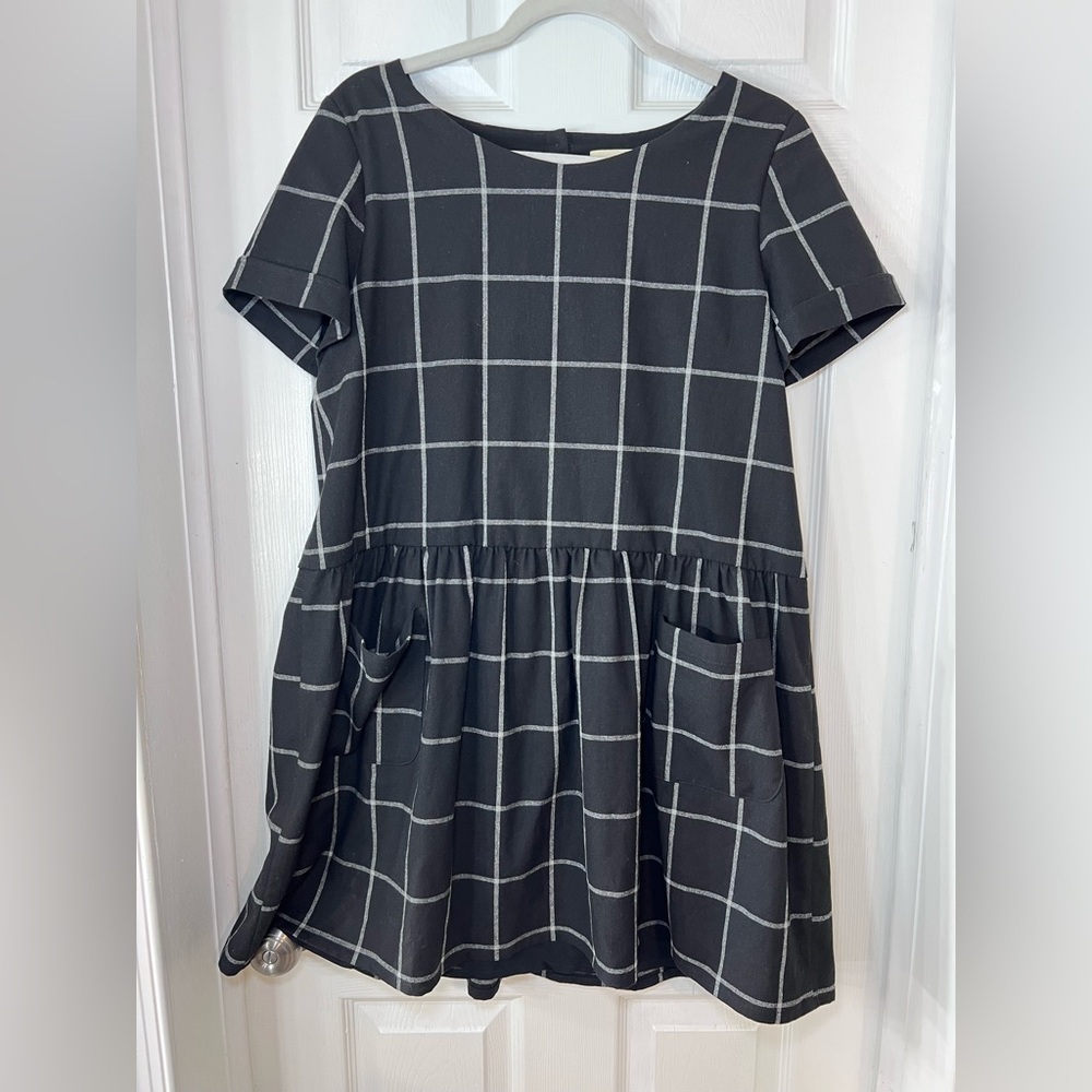 Sezane‎ Plaid Print Mini Drees Black Drees Size 38
